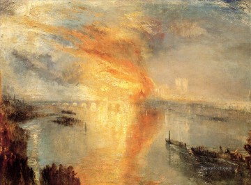 ターナー 貴族院の火災と庶民の海の風景 Oil Paintings